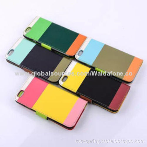 Rainbow-colored PU Leather Case for iPhone 6, Collision Color